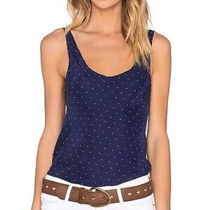 FRAME los angeles silk navy dotted tank top size small